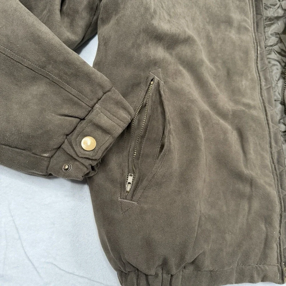 Montage Collection Quilted Lining SZ-L Faux Suede Zip Bomber Jacket W/Zip Pocket
